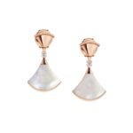 Pre-Owned Bvlgari Divas' Dream 18K Rose Gold Fan-Shaped Drop Earrings with Mother-of-Pearl and a Brilliant-Cut Diamond - Image 2