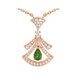Pre-Owned Bvlgari Divas’ Dream 18K Rose Gold Green Tourmaline and Diamond Necklace