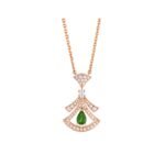 Pre-Owned Bvlgari Divas’ Dream 18K Rose Gold Green Tourmaline and Diamond Necklace - Image 3