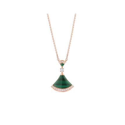 Pre-Owned Bvlgari Divas’ Dream 18K Rose Gold Malachite and Diamond Necklace