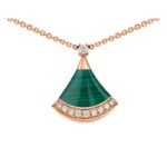 Pre-Owned Bvlgari Divas’ Dream 18K Rose Gold Malachite and Pavé Diamond Necklace - Image 3