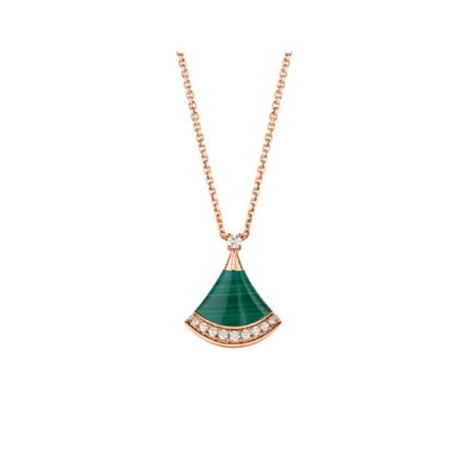 Pre-Owned Bvlgari Divas’ Dream 18K Rose Gold Malachite and Pavé Diamond Necklace