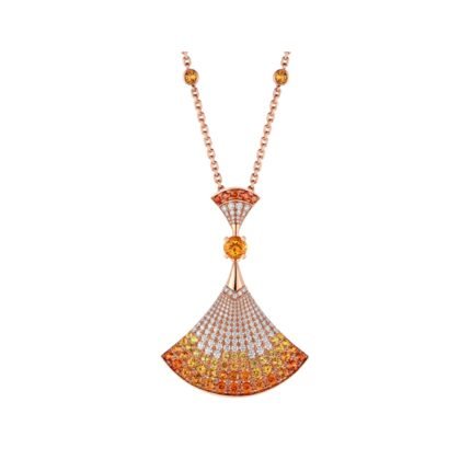 Pre-Owned Bvlgari Divas’ Dream 18K Rose Gold Mandarin Garnet and Diamond Necklace