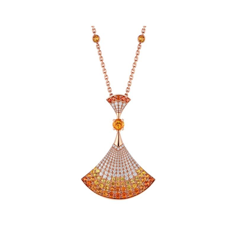 Pre-Owned Bvlgari Divas’ Dream 18K Rose Gold Mandarin Garnet and Diamond Necklace