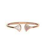Pre-Owned Bvlgari Divas' Dream 18K Rose Gold Mother-of-Pearl and Pavé Diamond Bangle Bracelet