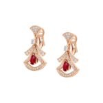 Pre-Owned Bvlgari Divas' Dream 18K Rose Gold Openwork Earrings with Pear-Shaped Rubies, Round Brilliant-Cut and Pavé Diamonds - Image 3