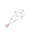 Pre-Owned Bvlgari Divas' Dream 18K Rose Gold Rubellite, Mother-of-Pearl and Pavé Diamond Necklace - Image 3