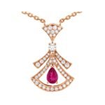 Pre-Owned Bvlgari Divas’ Dream 18K rose gold necklace with pear-shaped rubellite and pavé diamonds