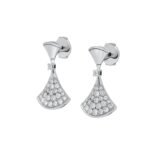 Pre-Owned Bvlgari Divas' Dream 18K White Gold Earrings with a Diamond and Pavé Diamonds - Image 2