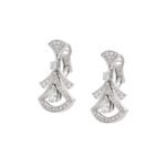 Pre-Owned Bvlgari Divas' Dream 18K White Gold Openwork Earrings with Pear-Shaped and Round Brilliant-Cut Diamonds - Image 2