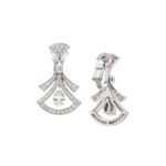 Pre-Owned Bvlgari Divas' Dream 18K White Gold Openwork Earrings with Pear-Shaped and Round Brilliant-Cut Diamonds