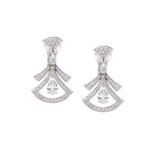Pre-Owned Bvlgari Divas' Dream 18K White Gold Openwork Earrings with Pear-Shaped and Round Brilliant-Cut Diamonds - Image 3