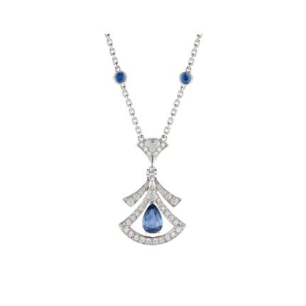 Pre-Owned Bvlgari Divas’ Dream 18K White Gold Sapphire and Diamond Openwork Necklace