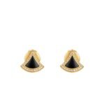 Pre-Owned Bvlgari Divas' Dream 18K Yellow Gold Fan-Shaped Stud Earrings with Black Onyx and Pavé Diamonds - Image 3