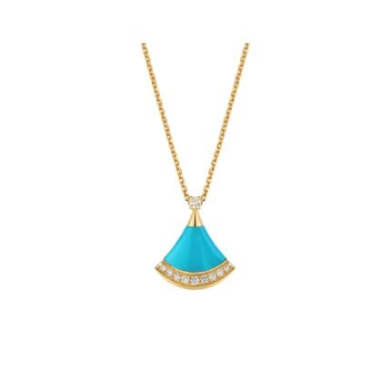 Pre-Owned Bvlgari Divas’ Dream 18K Yellow Gold Turquoise and Diamond Necklace