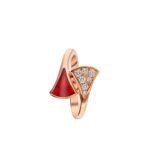 Pre-Owned Bvlgari Divas' Dream Ring in 18 k Rose Gold Set with Carnelian Element and Pavé Diamonds - Image 3