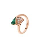 Pre-Owned Bvlgari Divas' Dream Ring in 18 k Rose Gold Set with Malachite Element and Pavé Diamonds