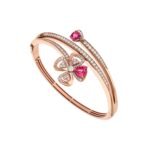 Pre-Owned Bvlgari Fiorever 18K Rose Gold Diamond and Rubellite Bracelet - Image 2