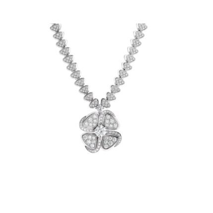 Pre-Owned Bvlgari Fiorever 18K White Gold Diamond Necklace (0.70 ct)