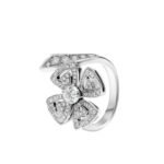 Pre-Owned Bvlgari Fiorever Ring in 18K White Gold Set with a Central Round Brilliant-Cut Diamond and Pavé Diamonds
