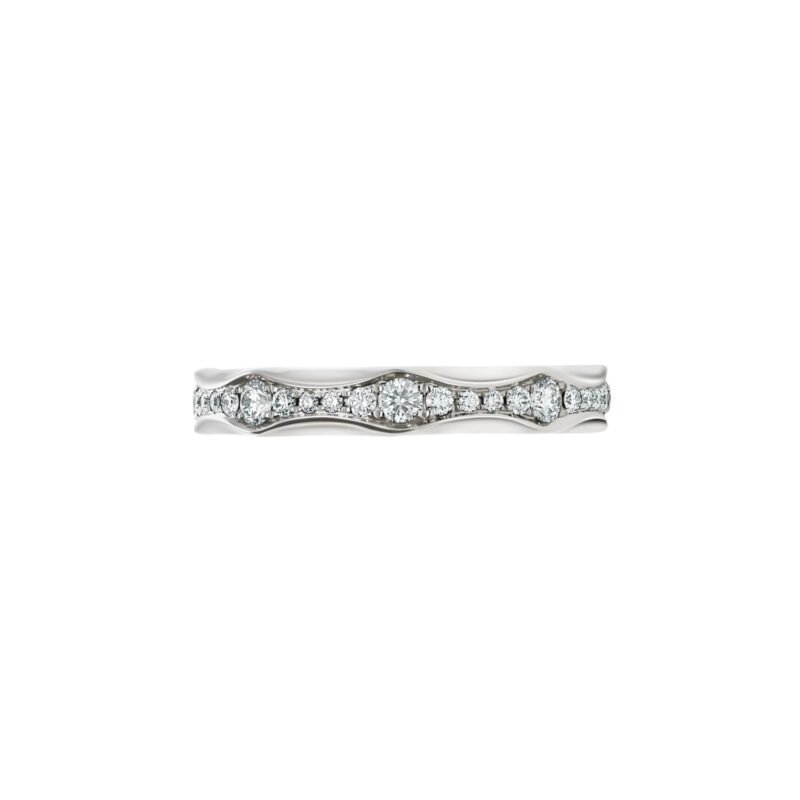 Pre-Owned Bvlgari Infinito Wedding Band in Platinum 950/1000 Set with Full Pavé Diamonds