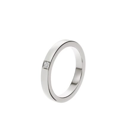 Pre-Owned Bvlgari MarryMe Wedding Band in Platinum 950/1000 Set with a Diamond