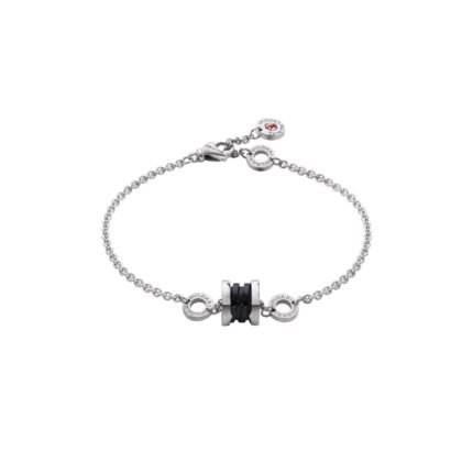 Pre-Owned Bvlgari Save The Children Sterling Silver and Black Ceramic Bracelet