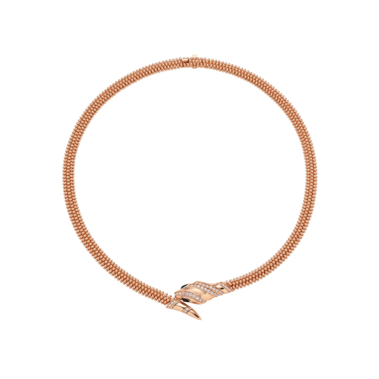 Pre-Owned Bvlgari Serpenti 18K Rose Gold Diamond and Onyx Necklace Pre-Owned Bvlgari Serpenti 18K Rose Gold Diamond and Onyx Necklace