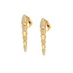 Pre-Owned Bvlgari Serpenti Scaglie 18K Yellow Gold Earrings with Demi Pavé Diamonds