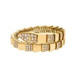Pre-Owned Bvlgari Serpenti Scaglie Viper One-Coil 18K Yellow Gold Demi Pavé Diamond Bracelet