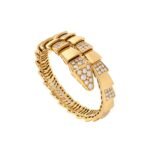 Pre-Owned Bvlgari Serpenti Scaglie Viper One-Coil 18K Yellow Gold Demi Pavé Diamond Bracelet - Image 3