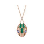 Pre-Owned Bvlgari Serpenti Seduttori 18K Rose Gold Malachite and Diamond Necklace - Image 3