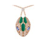 Pre-Owned Bvlgari Serpenti Seduttori 18K Rose Gold Malachite and Diamond Necklace - Image 4