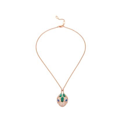 Pre-Owned Bvlgari Serpenti Seduttori 18K Rose Gold Malachite and Diamond Necklace