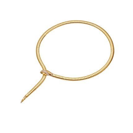 Pre-Owned Bvlgari Serpenti Tubogas 18K Yellow Gold Diamond and Onyx Necklace