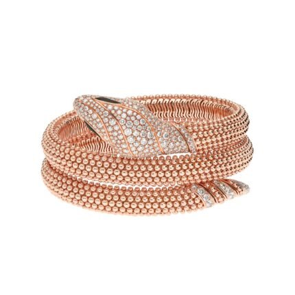 Pre-Owned Bvlgari Serpenti Two-Coil 18K Rose Gold Pavé Diamond and Black Onyx Bracelet