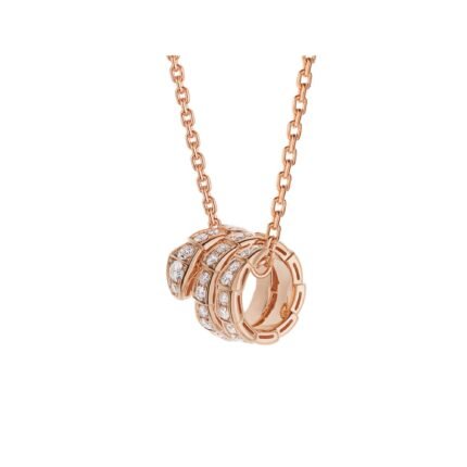 Pre-Owned Bvlgari Serpenti Viper 18K Rose Gold Full Pavé Diamond Necklace