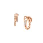 Pre-Owned Bvlgari Serpenti Viper 18K Rose Gold Hoop Earrings with Demi Pavé Diamonds - Image 2