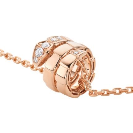 Pre-Owned Bvlgari Serpenti Viper 18K Rose Gold Pavé Diamond Necklace