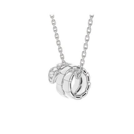 Pre-Owned Bvlgari Serpenti Viper 18K White Gold Pavé Diamond Necklace