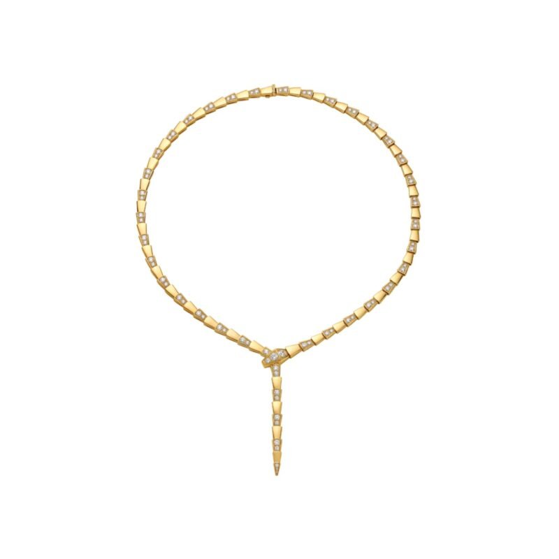 Pre-Owned Bvlgari Serpenti Viper 18K Yellow Gold Demi Pavé Diamond Necklace