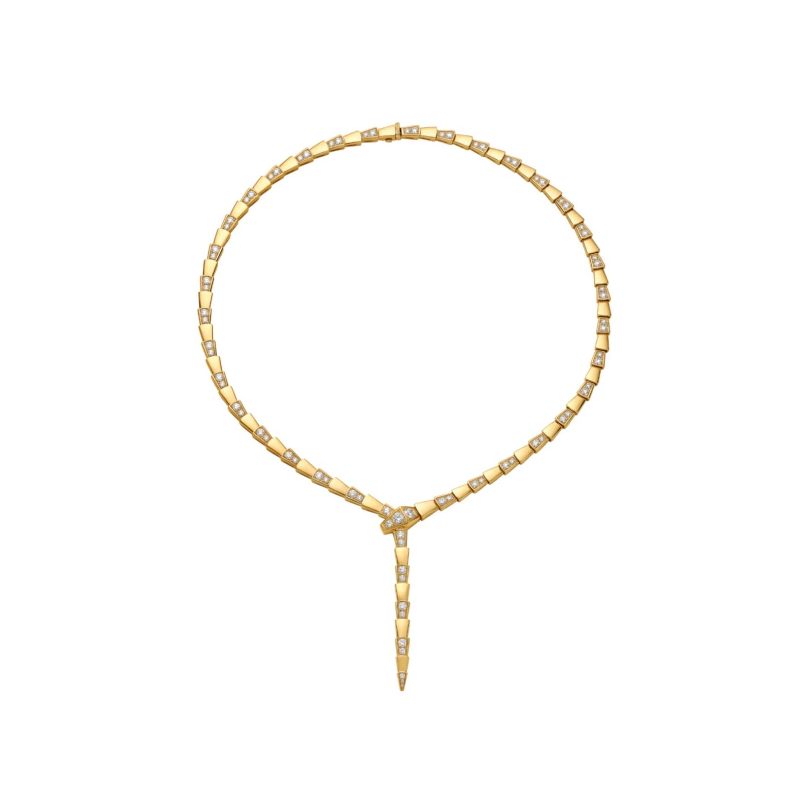 Pre-Owned Bvlgari Serpenti Viper 18K Yellow Gold Demi Pavé Diamond Necklace (1) Pre-Owned Bvlgari Serpenti Viper 18K Yellow Gold Demi Pavé Diamond Necklace