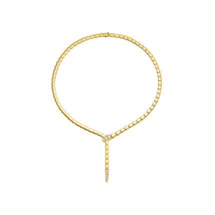 Pre-Owned Bvlgari Serpenti Viper 18K Yellow Gold Demi Pavé Diamond Necklace