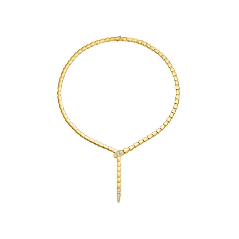 Pre-Owned Bvlgari Serpenti Viper 18K Yellow Gold Demi Pavé Diamond Necklace