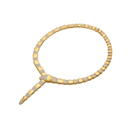 Pre-Owned Bvlgari Serpenti Viper 18K Yellow Gold Pavé Diamond Necklace