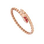 Pre-Owned Bvlgari Serpenti Viper Chinese New Year Special Edition 18K Rose Gold Ruby One-Coil Bracelet