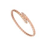 Pre-Owned Bvlgari Serpenti Viper One-Coil 18K Rose Gold Pavé Diamond Bracelet