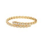 Pre-Owned Bvlgari Serpenti Viper One-Coil 18K Yellow Gold Full Pavé Diamond Bracelet - Image 2