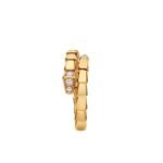 Pre-Owned Bvlgari Serpenti Viper One-Coil Ring in 18K Yellow Gold Set with Pavé Diamonds