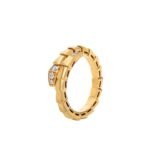 Pre-Owned Bvlgari Serpenti Viper One-Coil Ring in 18K Yellow Gold Set with Pavé Diamonds - Image 2